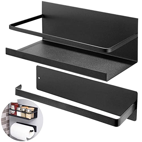 Magnetic Kitchen Organizer Racks (Spice Rack+Paper Towel Holder) 2PCS Save Space