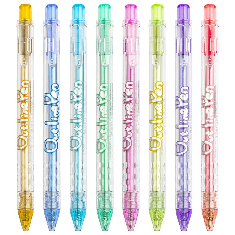 Self-outline Gel Pens Super Squiggles Ballpoint Pens Retractable Silver Metallic