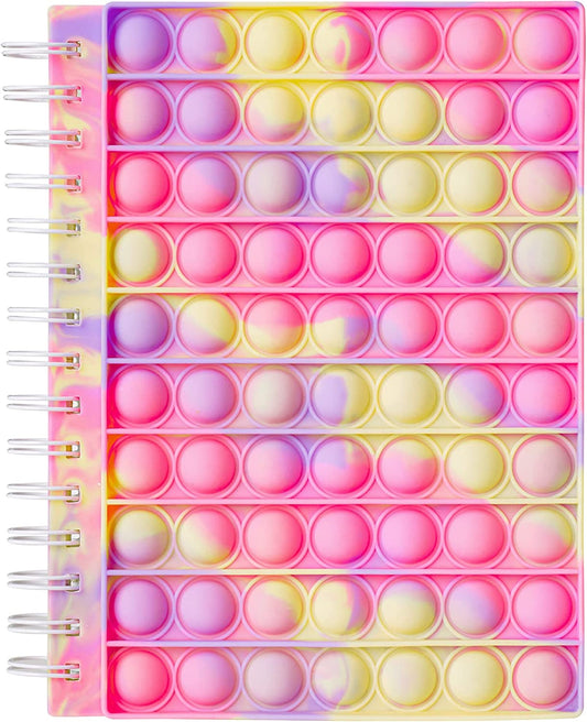 Pop Fidget Toy Spiral Notebook Silicone Bubble A5 Journal 80 Sheet Pop Notepad