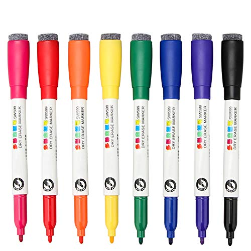 Magnetic Dry Erase Marker Low Odor Assorted Colors for School Office Home 8 Pack