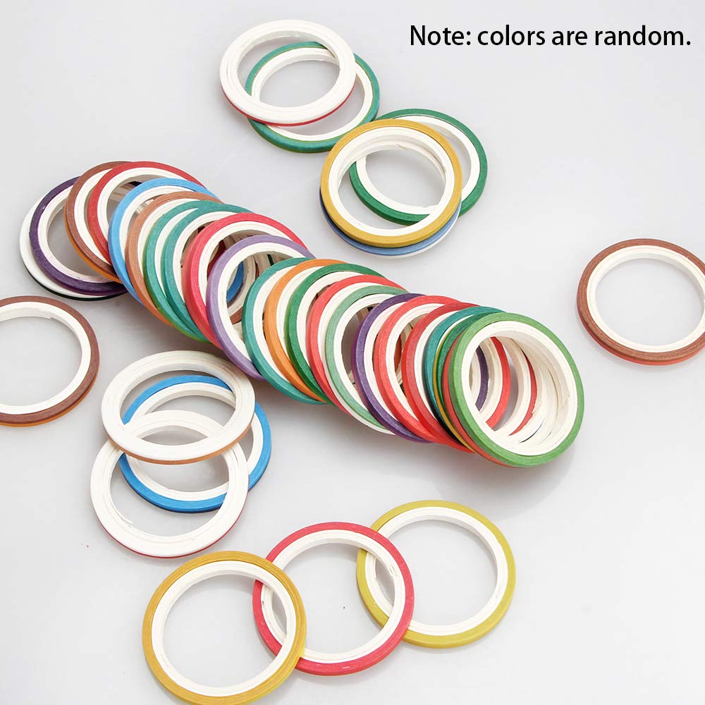 [60 Rolls] Random Assorted Colors 0.3 cm/0.12 inch Wide Colorful Washi Tapes