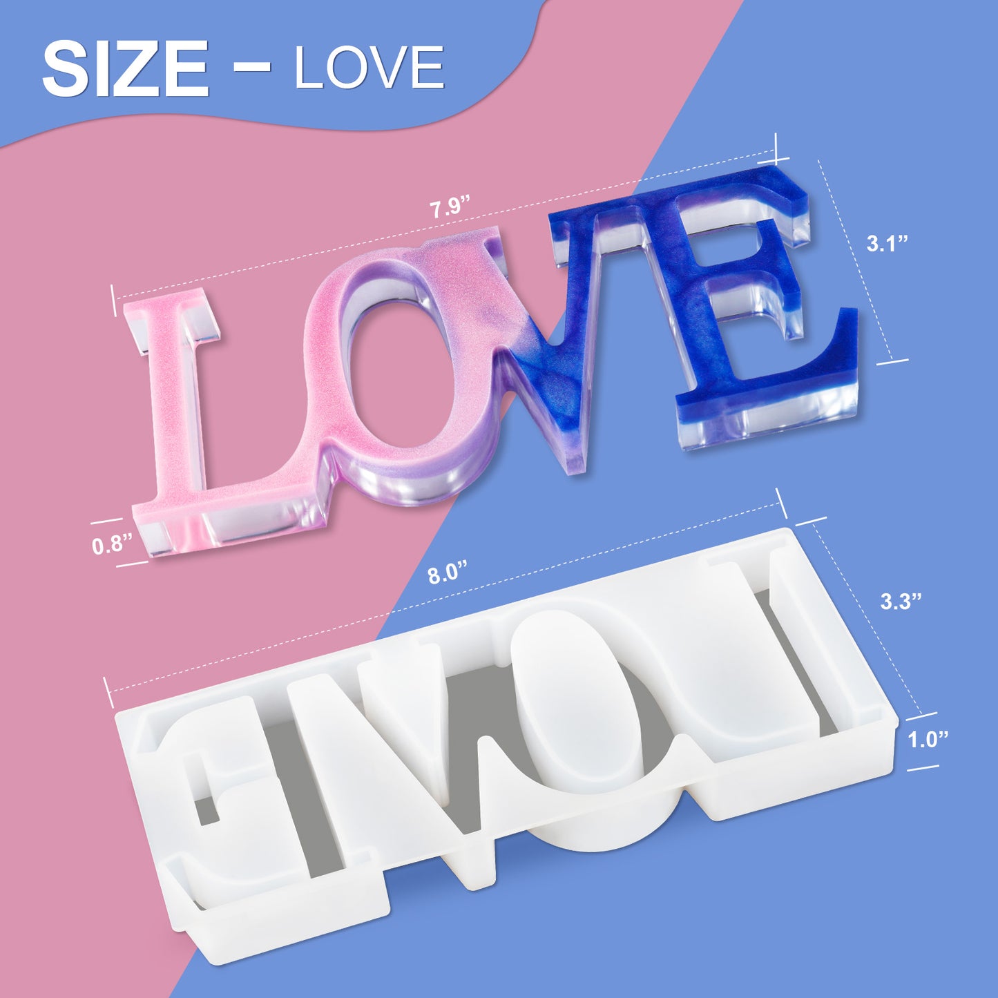 3D Word Sign Soft Silicone Molds Epoxy Resin DIY Casting Handmade Project Decora