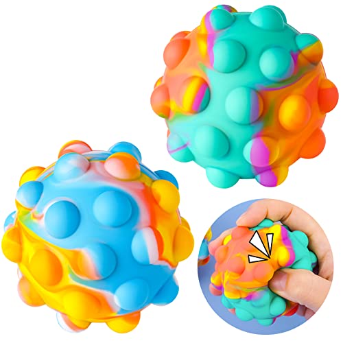 2-Pack Push Pop Bubble Fidget Ball Sensory Toys, Interactive 3D Bouncing Ball