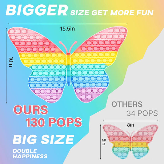 Oversize Butterfly Silicone Bubble Pop Board Fidget Sensory Toy Extra Large 15"