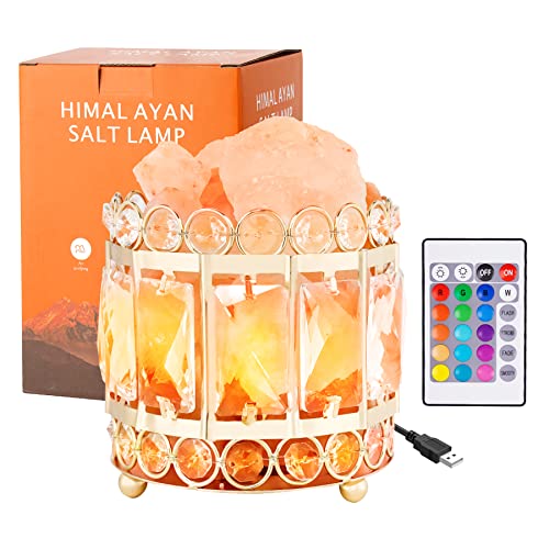 Himalayan 16 Colors Changing Crystal Salt Lamp Night Light, USB Mini Small Sal