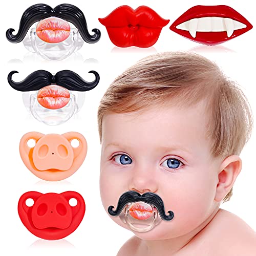 6PCS Soft Silicone Infant Baby Pacifiers, Funny Lips Orthodontic Cute Pacifiers
