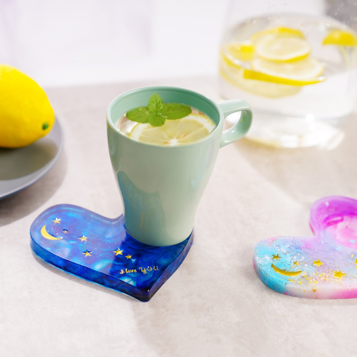 Epoxy Resin DIY Casting Silicone Mold Kit Heart Shaped Candle Holder+10PCS Tea