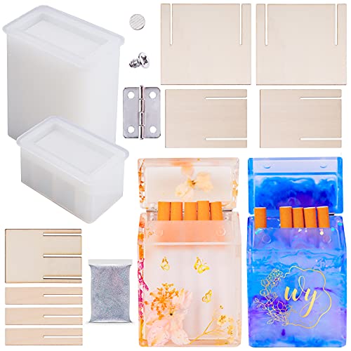 DIY Epoxy Resin Flip Top Cigarette Case Casting Kit Silicone Mold Screws Faste