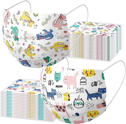 Kid 60PCS Disposable Fashion Cartoon Cat Dinosaur Multicolor Individually Packed