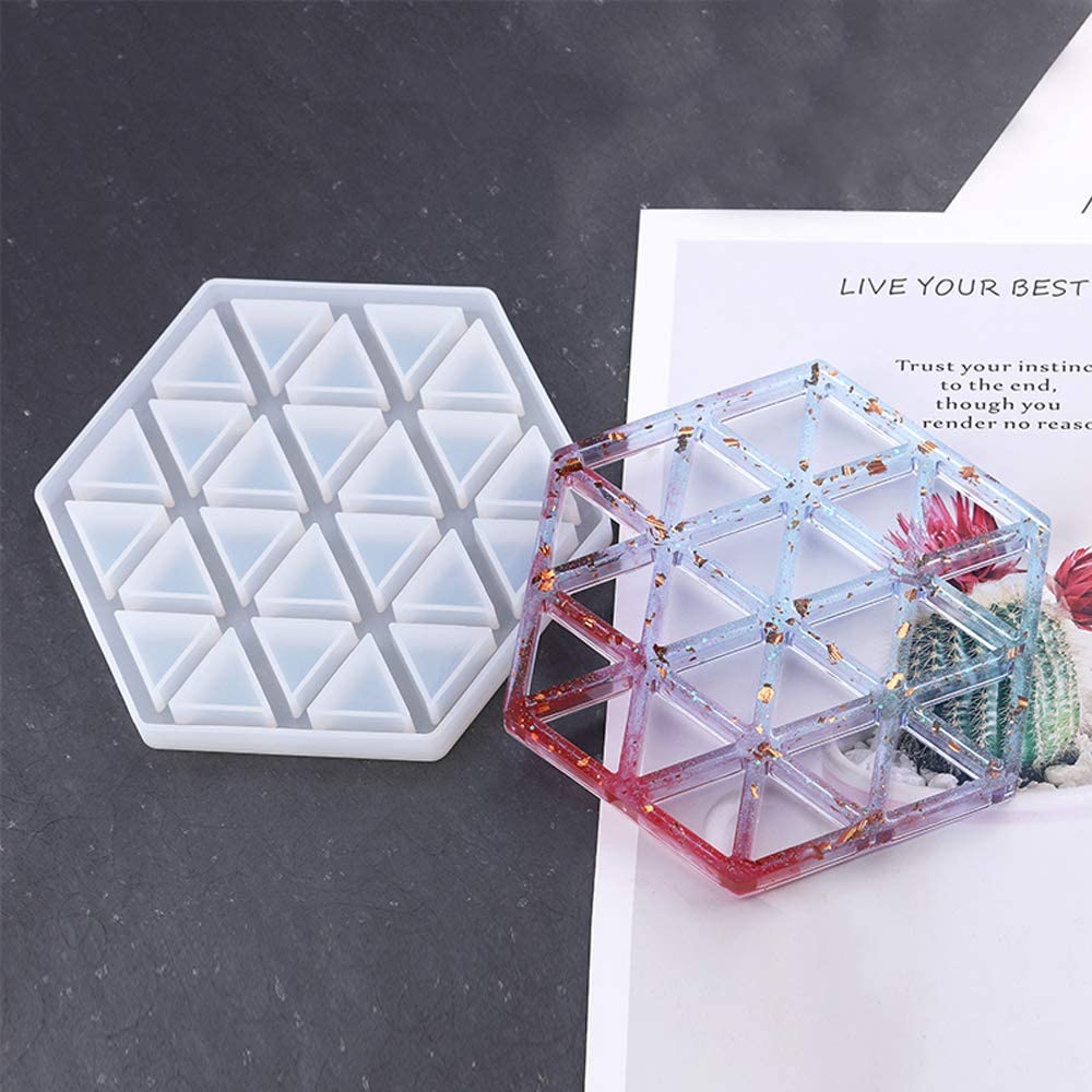 Hexagon Silicone Resin Molds 3PCS Coaster Phone Album, Desktop Decor Decoration
