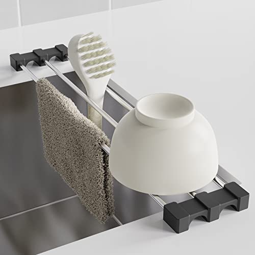 Dish Rag Holder Expandable Telescopic Brush Storage Over Sink Bottle Drying Rack