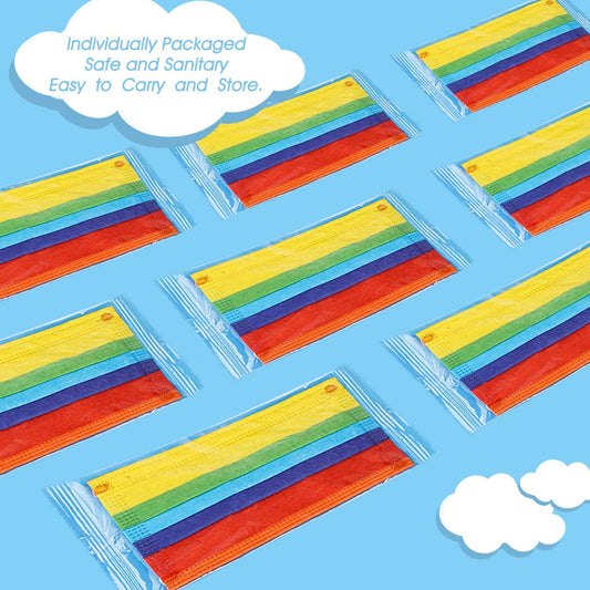 Kids' 50PCS Rainbow Colors Disposable 3-Layer Individually Packaged Unisex Soft