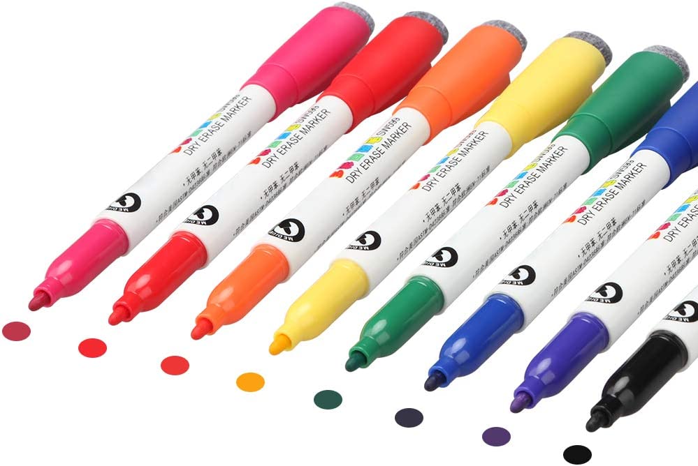 Magnetic Dry Erase Marker Low Odor Assorted Colors for School Office Home 8 Pack