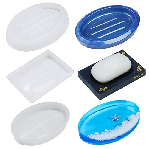 3 Piece Epoxy Resin Casting Soft Silicone Mold Soap Holder Hand Craft Home Bat