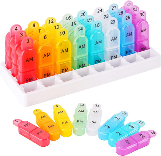Monthly Pill Organizer Twice a Day 30-Day AM PM Organizer Morning Night 1 Month