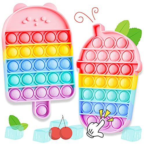 2-Pack Silicone Dessert Push Pop Bubble Fidget Sensory Toys Stress Reducer Anx