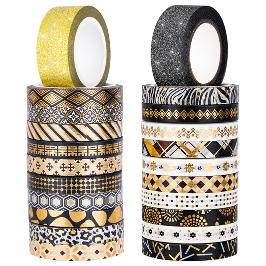 22-Pack Washi Tape Set - Dark Gold