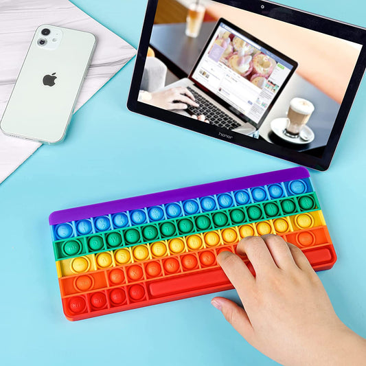 Silicone Keyboard Push Pop Bubble Fidget Sensory Big Size 10.6"x4.3" Fidget Toy