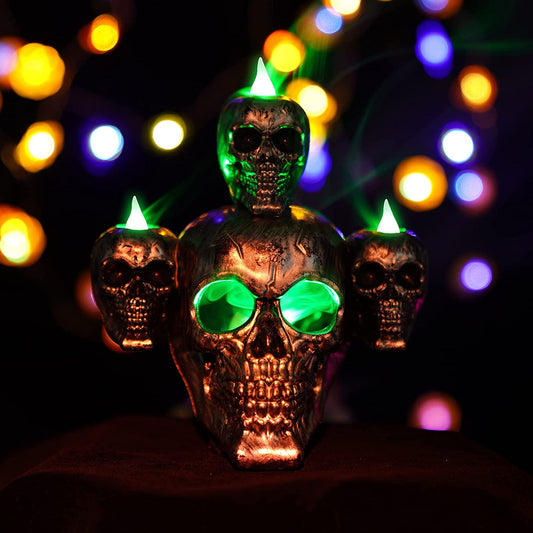 Halloween Light Up Skull Incense Holder+80PCS Backflow Incense Cones+Tweezer Kit