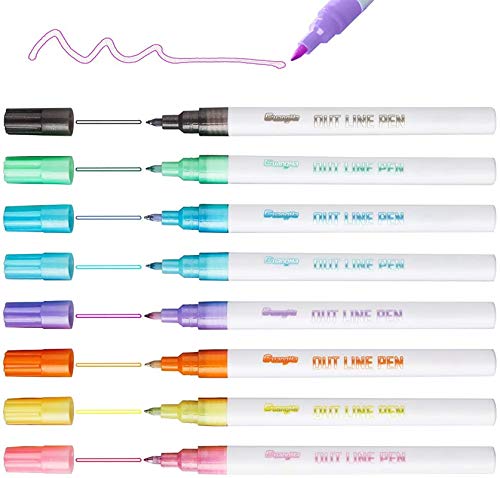 Super Squiggles Self-outline Metallic Markers, Double Line Pen Journal Pens