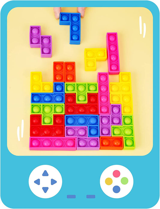 3D Silicone Jigsaw Puzzle Push Pop Bubble Fidget Sensory Toy Building Blocks