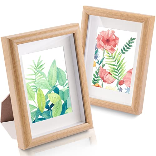 Picture Frame MDF Wood Pattern with Mat Clear Acrylic Glazing 2-Pack