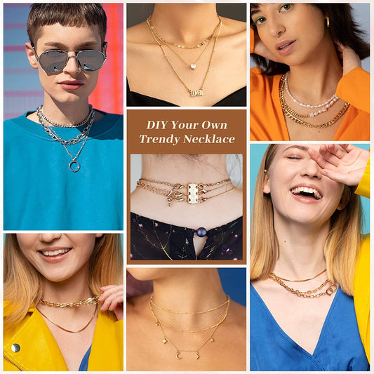 Necklace Layering Clasps 18K Gold+Silver Layered Necklace Clasp Multiple Strands