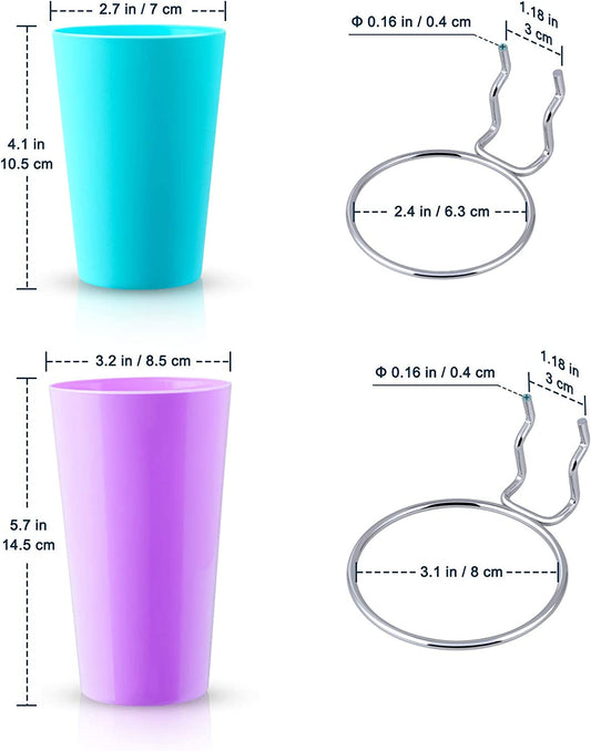 Pegboard Storage Cup Ring Holder 5x 3 Large Yellow/White/Pink 2 Small Green/Blue