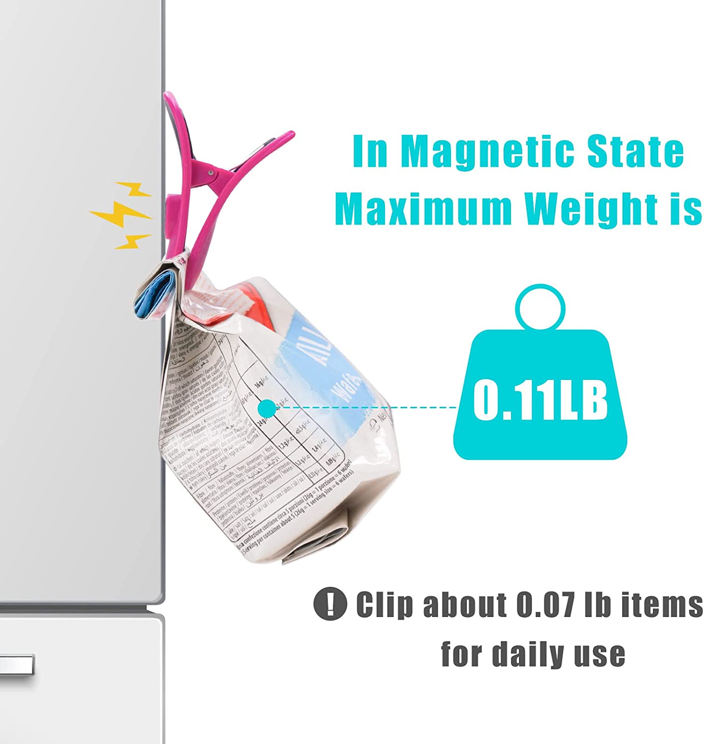 Bag Clips with Magnet 14PCS 7 Assorted Bright Colors Refrigerator Magnetic Clips