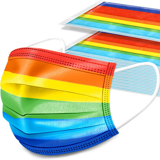 Kids' 50PCS Rainbow Colors Disposable 3-Layer Individually Packaged Unisex Soft