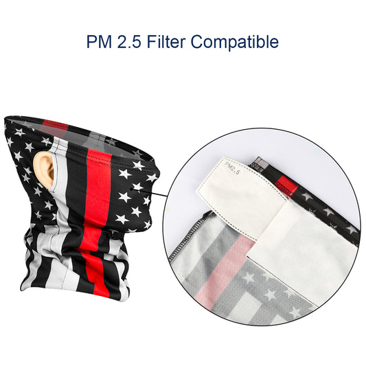 Covering Tube Bandana 2-Pack Adult Size + 20PCS PM2.5 Carbon Filters, Men Women
