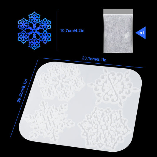 Epoxy Resin Silicone Snowflake Coaster Molds 4PCS 4.17" DIY Craft Arts Ornaments