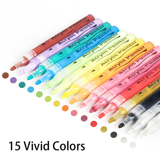 [15 Colors] Acrylic Paint Pens Art Permanent Paint Markers Set Kit