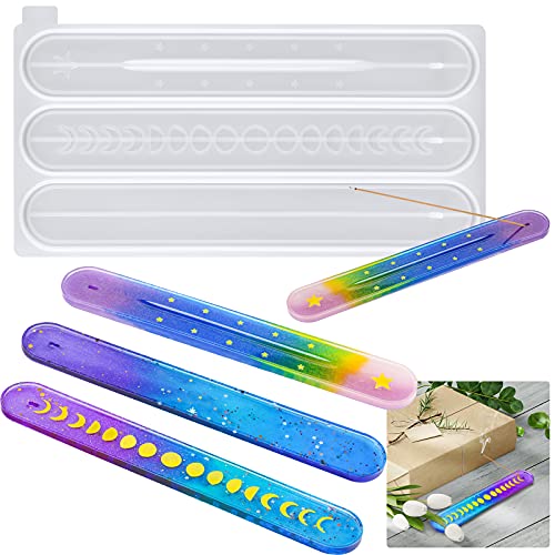 NiArt Incense Stick Holder Epoxy Resin Casting Silicone Molds 10" Long 3 Designs