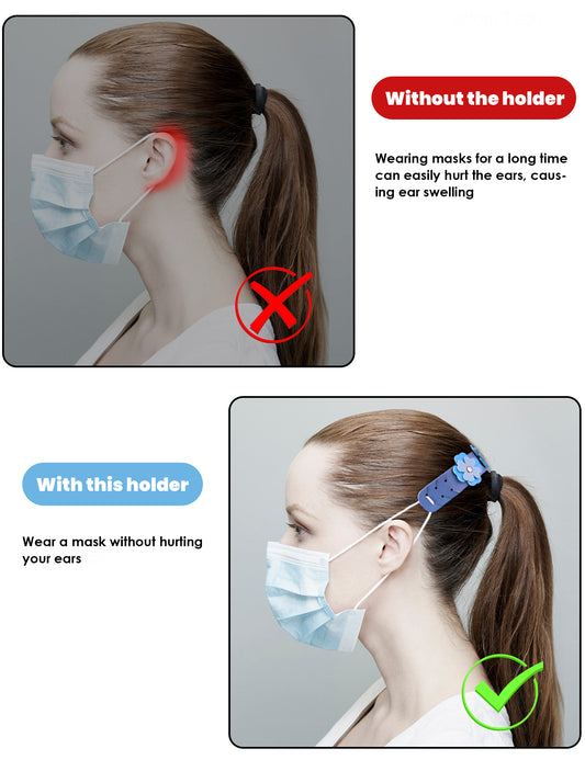 4-Pack Adjustable Ear Saver Extender Straps, 6.3?”x0.9?” PU Hooks (Mixed Desi