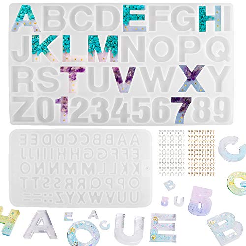 DIY Silicone Resin Letter Molds 2 Sizes Number Alphabet Jewelry Keychain Casting