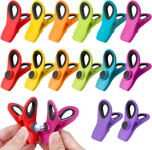 Bag Clips with Magnet 14PCS 7 Assorted Bright Colors Refrigerator Magnetic Clips