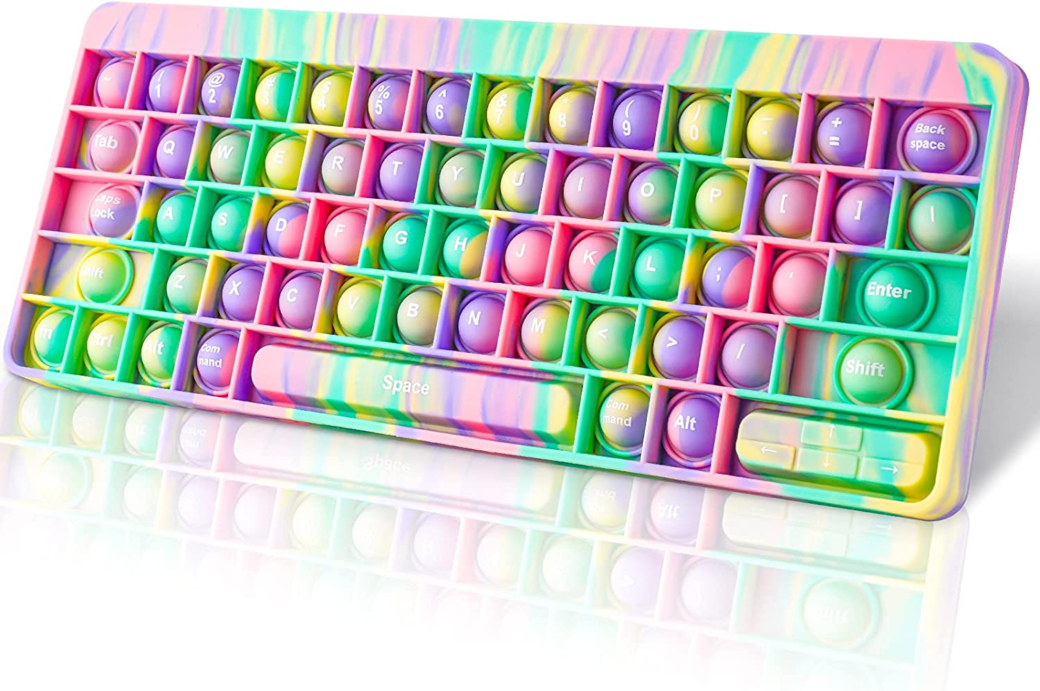 Silicone Keyboard Pop Fidget Sensory Toy Macaron Tie-Dye Multicolor La ...