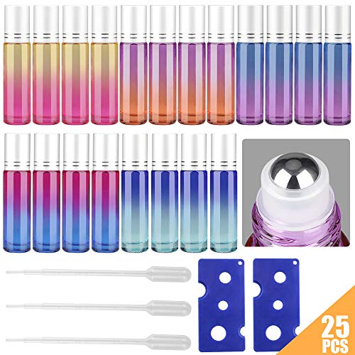 10ml Colorful Essential Oil Roller Bottles Set with Stainless Steel Balls Home U