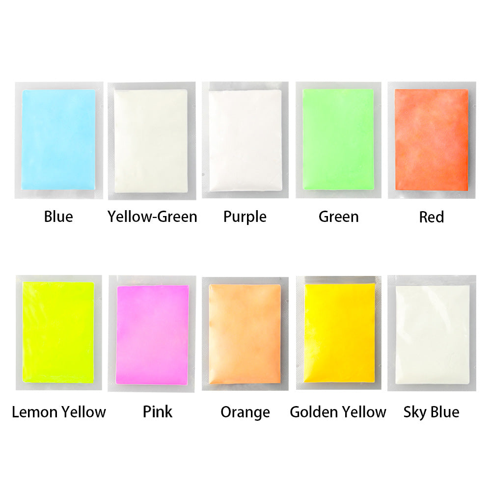 [100 G/3.5 OZ] Glow in The Dark Pigment Powder 10 Colors Neutral UV Fluorescent