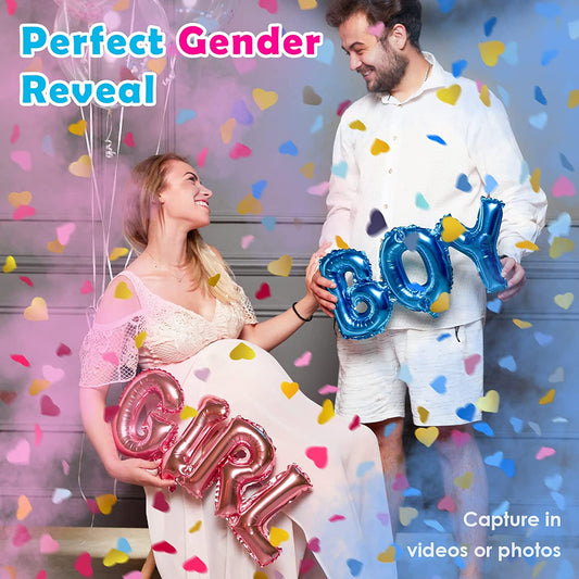 Gender Reveal Confetti Cannon 4PCS Boy or Girl 11.5" Powder Air Powered Popper