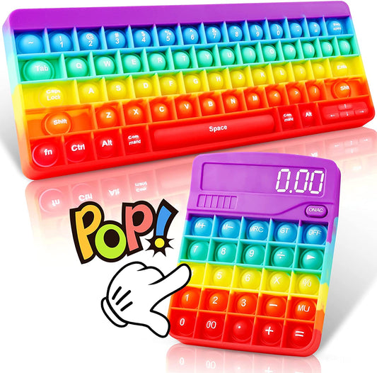 Silicone Keyboard Calculator Bubble Popper Fidget Sensory Toy Set Soft Novelty
