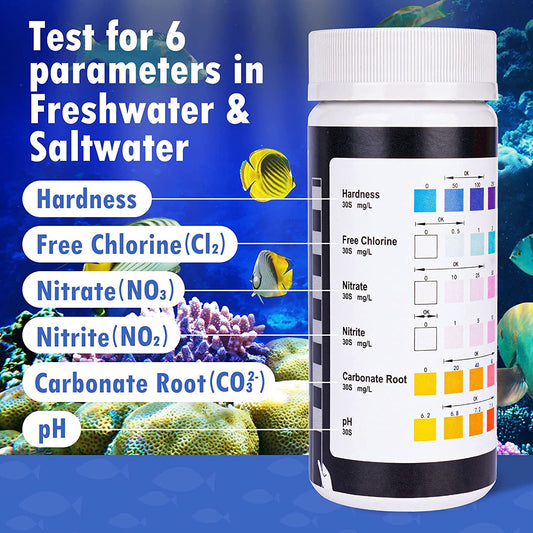 Test Strips Monitor Aquarium Water Quality 100PCS pH Chlorine Nitrate Hardness