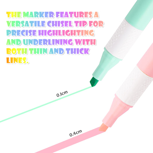 8-Pack Chisel Tip Macaron Color Pastel Highlighters, Quick Dry Water-Based Ink