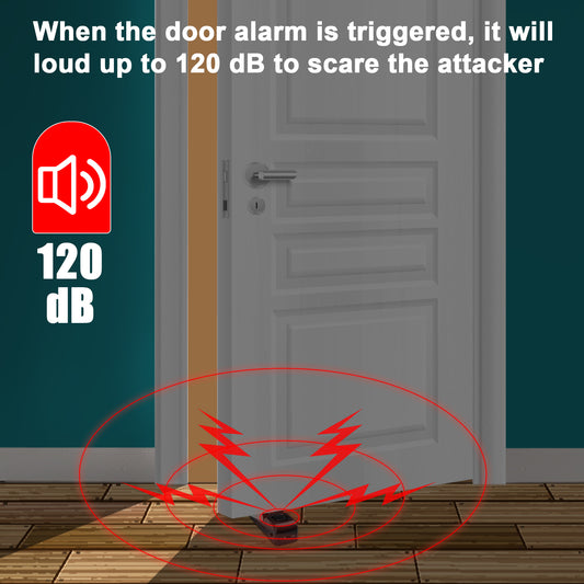 2-In-1 Portable Door Stop Kit Portable Floor Wedge Security Alarm 120db Entran