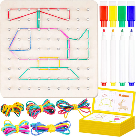 Wooden Geometry Board Mathematics Manipulative Array Block Graphic Education Toy