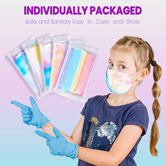 50PCS Kids Galaxy Prints Disposable Single Wrap Assorted Tie-Dye Gradient Colors