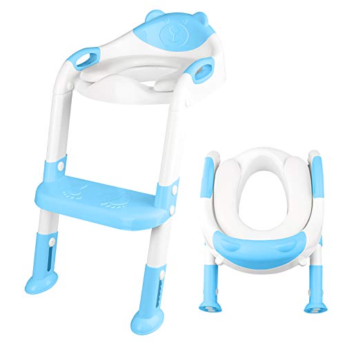 Soft Cushion Toilet Seat Cover with Ladder for Boys Girls Toddlers, Kids and You