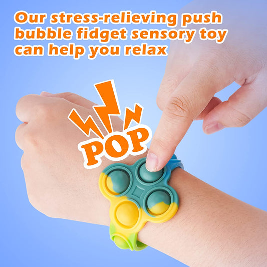 Push Pop Bubble Wristband Silicone Fidget Sensory Toy Bracelet Toy Stress Reduce