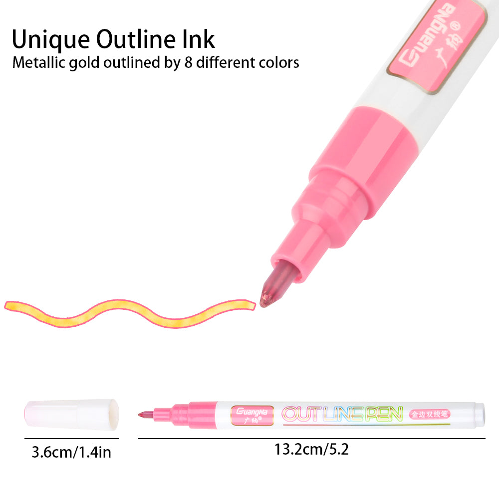 Self-outline Golden Super-Squiggles Metallic Markers, 8 Color Outline Marker Dou
